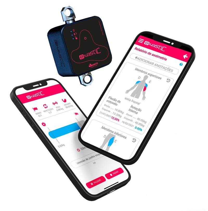 E-lastic - dinamômetro isométrico com aplicativo móvel para teste de força e avaliações de pacientes
