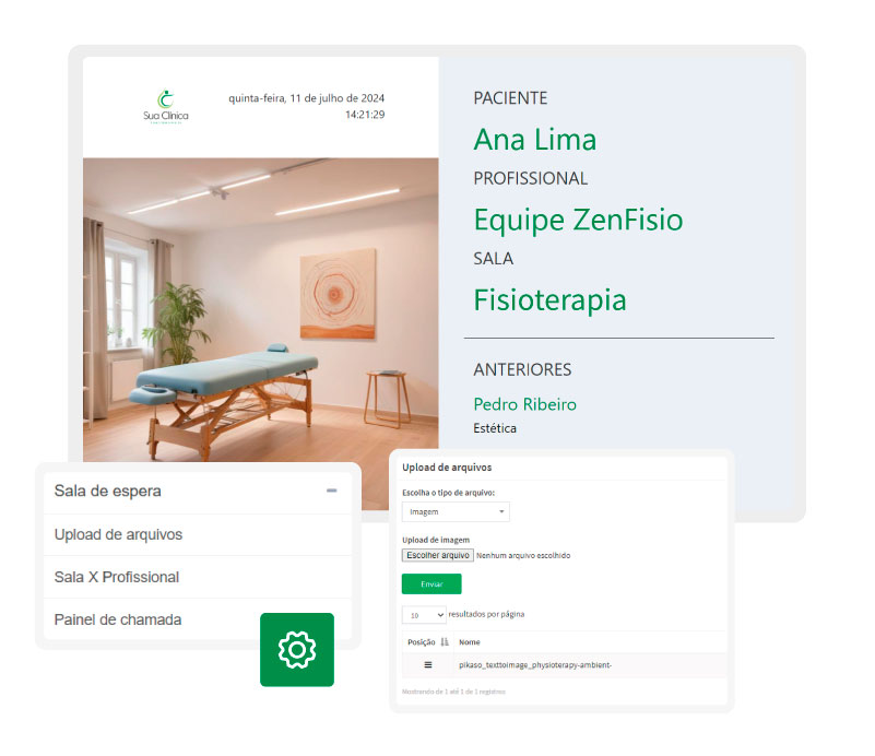 Configurações para exibição do painel da sala de espera e chamada de pacientes